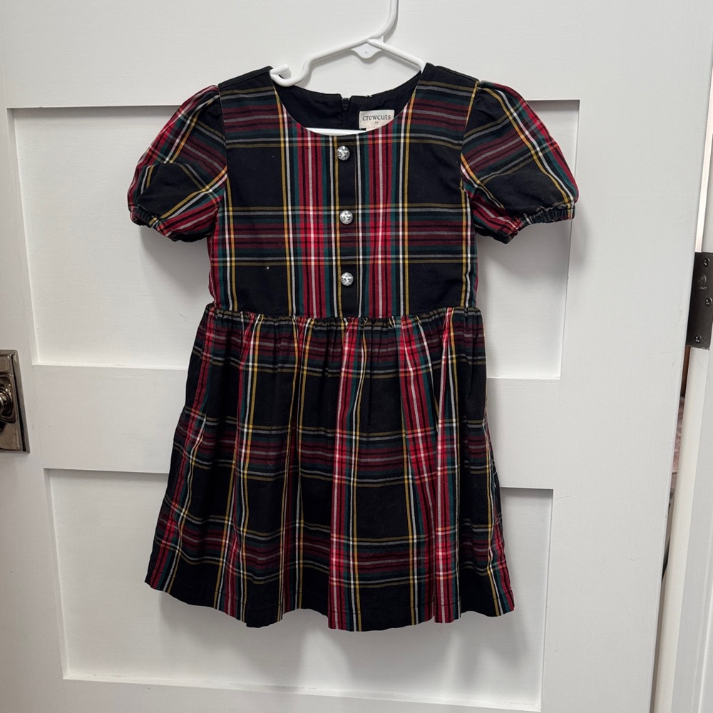 J. Crew Crewcuts Multicolor Plaid Dress with Crystal Buttons Size 3